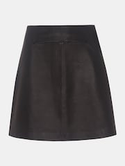 Whistles Black Leather A-Line Skirt - Image 5 of 5