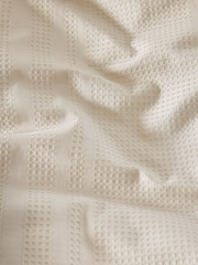 Natural Champagne 100% Cotton Waffle 300 Thread Count Sateen Duvet Cover and Pillowcase Set - Image 3 of 4