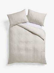 Natural Champagne 100% Cotton Waffle 300 Thread Count Sateen Duvet Cover and Pillowcase Set - Image 4 of 4