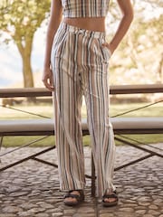 Blanc - Pantalon large avec lin - Image 3 of 9
