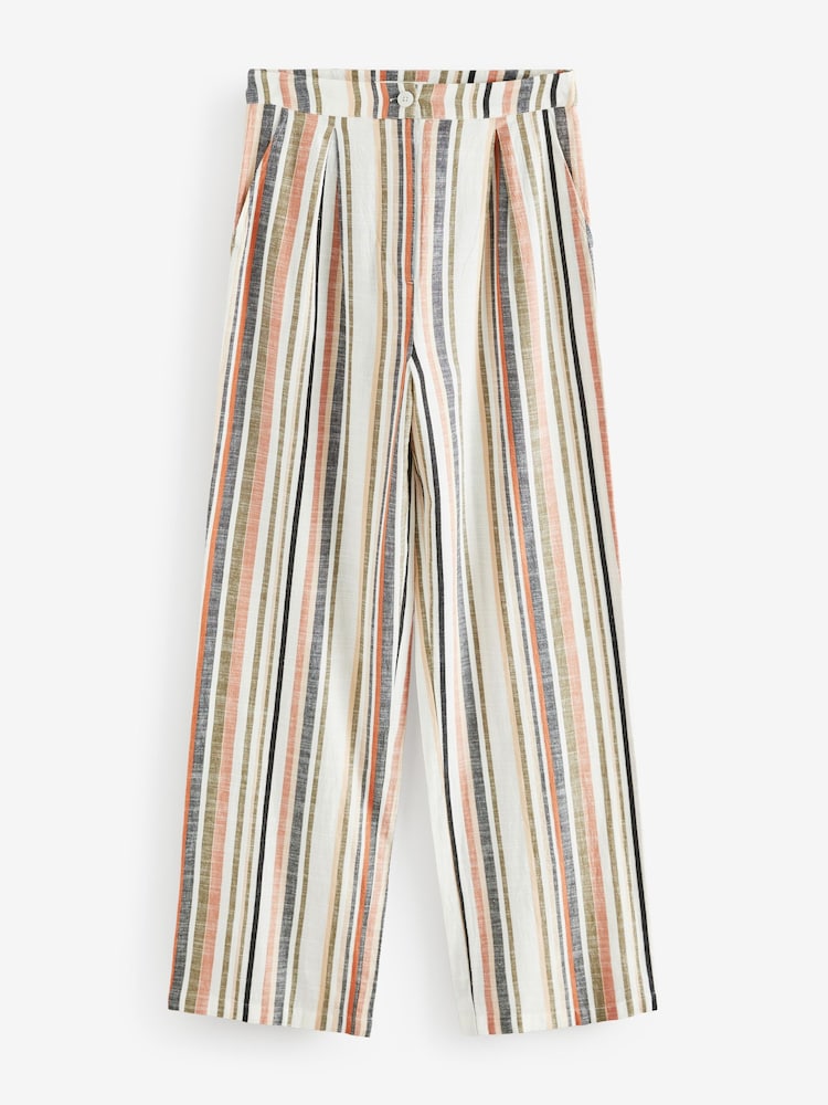Blanc - Pantalon large avec lin - Image 7 of 9