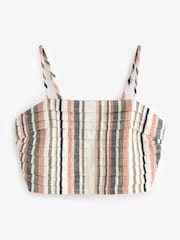 White Stripe Strappy Cami Top With Linen - Image 6 of 7