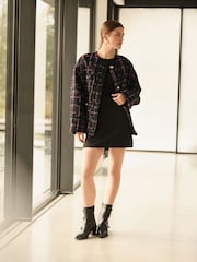 Schwarz - Checked Collarless Jacket - Bild 3 von 9