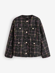 Schwarz - Checked Collarless Jacket - Bild 7 von 9