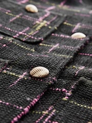 Schwarz - Checked Collarless Jacket - Bild 9 von 9