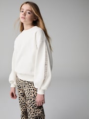 smALLSAINTS Chalk White Girls Oversized Cygni Mesh Panel Sweatshirt - Image 1 of 8