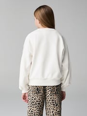 smALLSAINTS Chalk White Girls Oversized Cygni Mesh Panel Sweatshirt - Image 2 of 8