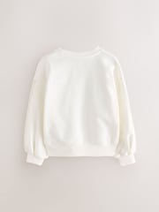 smALLSAINTS Chalk White Girls Oversized Cygni Mesh Panel Sweatshirt - Image 6 of 8