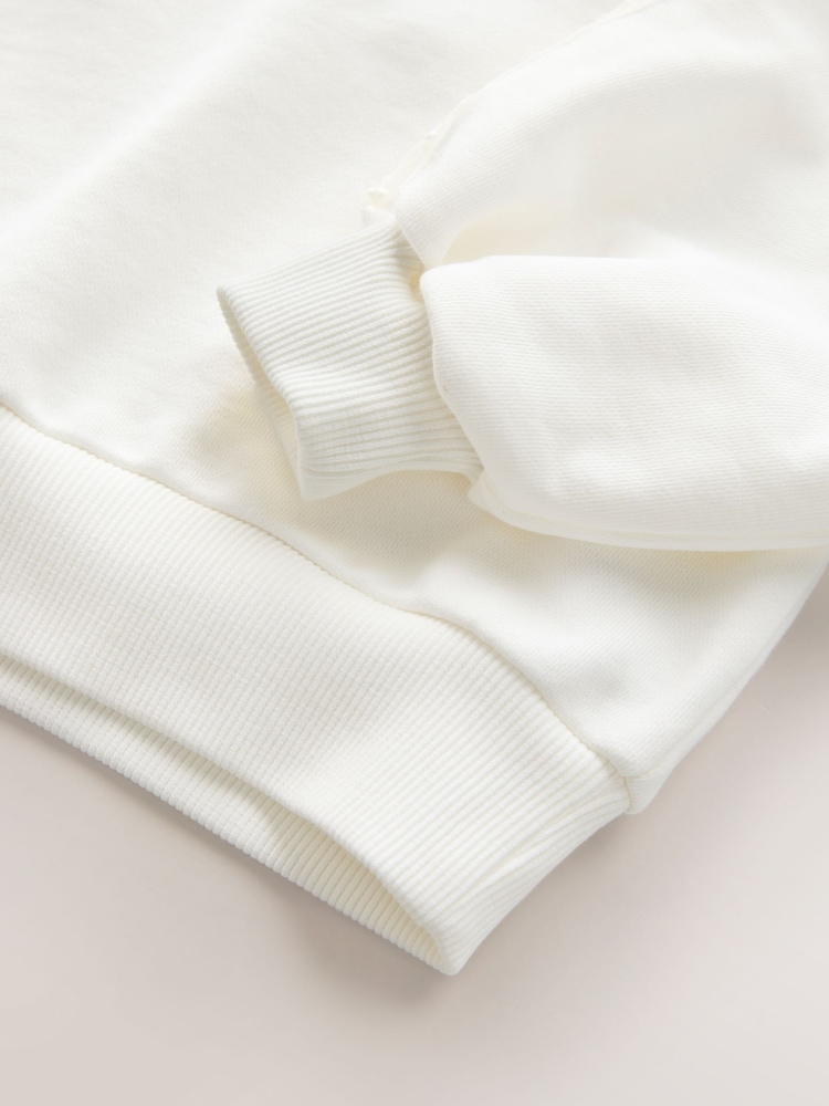 smALLSAINTS Chalk White Girls Oversized Cygni Mesh Panel Sweatshirt - Image 8 of 8