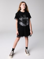 smALLSAINTS Black Girls Oversized Presila Floral Print Mesh T-Shirt Dress - Image 1 of 5