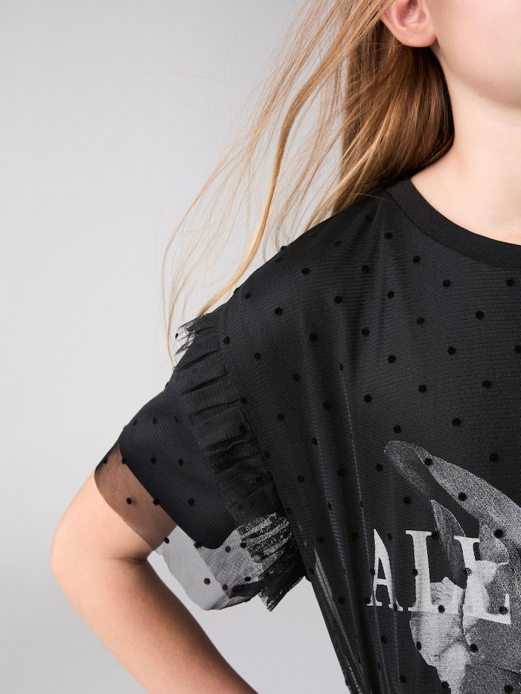 Buy smALLSAINTS Black Oversized Presila Floral Print Mesh T-Shirt Dress  from Next USA