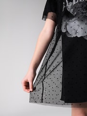 smALLSAINTS Black Girls Oversized Presila Floral Print Mesh T-Shirt Dress - Image 5 of 5