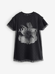 smALLSAINTS Black Oversized Presila Floral Print Mesh T-Shirt Dress - Image 6 of 9