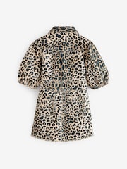 smALLSAINTS Leopard Print Girls Jackie Puff Sleeved Denim Dress - Image 8 of 10