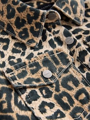 smALLSAINTS Leopard Print Girls Jackie Puff Sleeved Denim Dress - Image 9 of 10