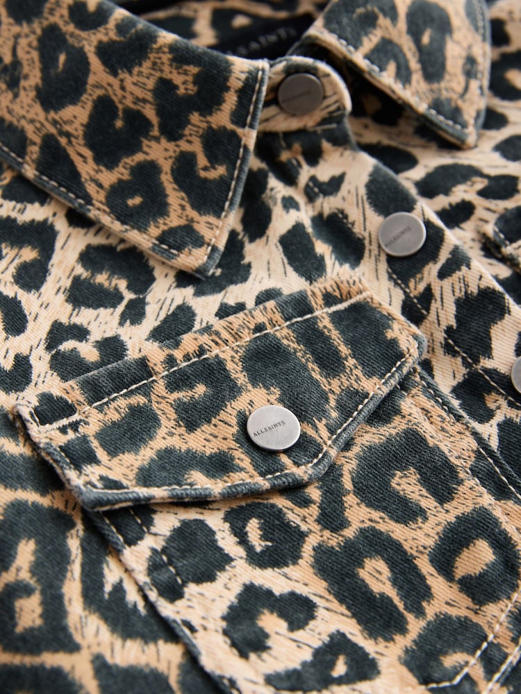 smALLSAINTS Leopard Print Girls Jackie Puff Sleeved Denim Dress - Image 9 of 10