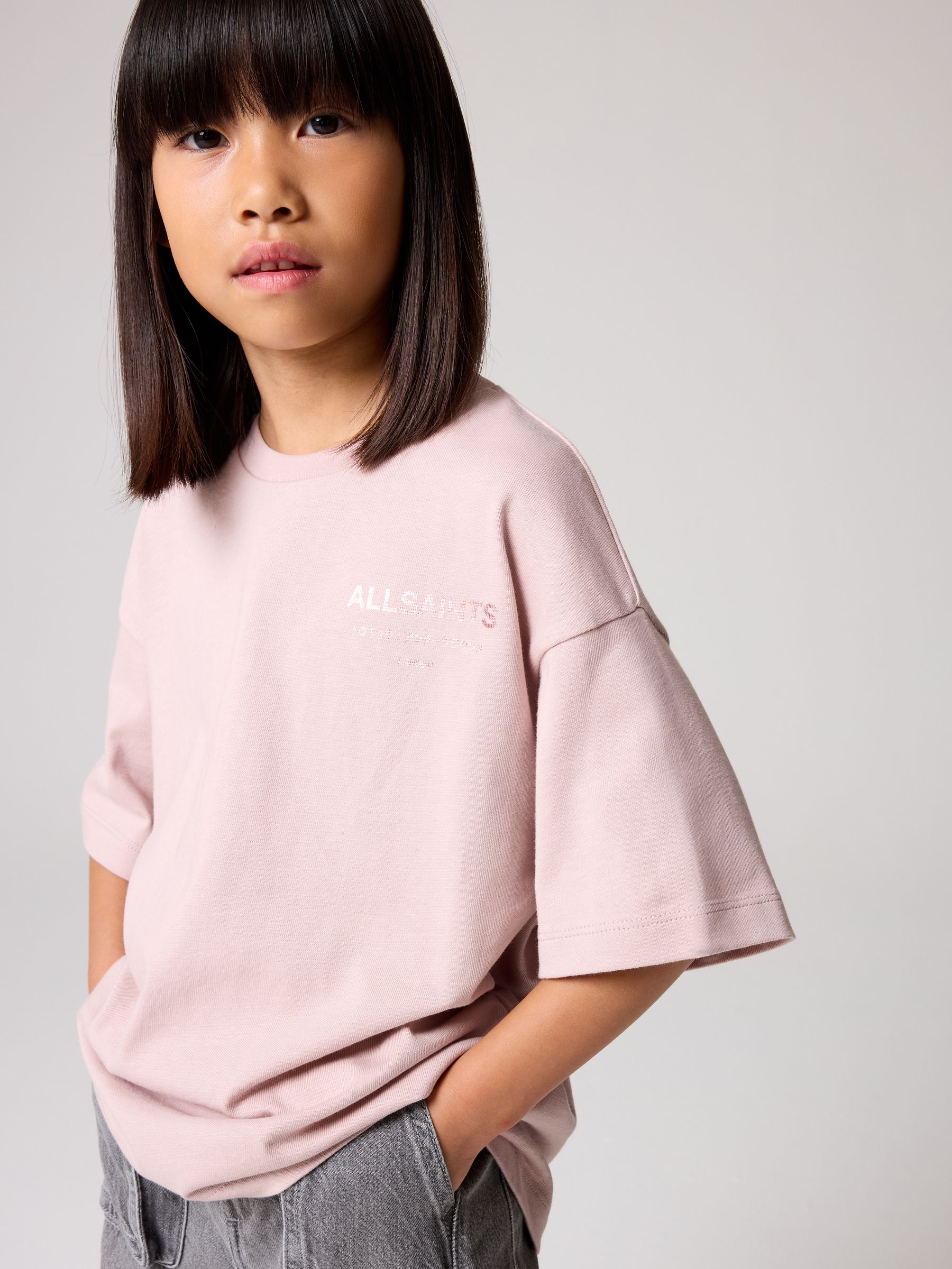 Buy smALLSAINTS Pink/Metallic Oversized Girls Underground Crew T