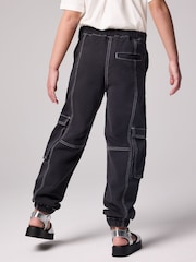smALLSAINTS Black Contrast Girls Freda Cargo Joggers - Image 2 of 9