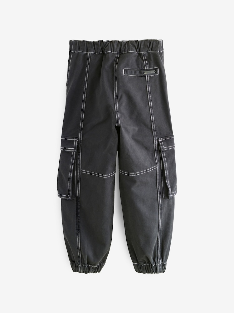 smALLSAINTS Black Contrast Girls Freda Cargo Joggers - Image 7 of 9