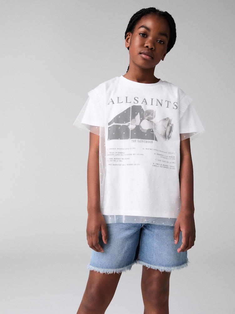 smALLSAINTS Girls Oversized Rosekis Graphic Mesh T-Shirt - صورة 2 من 8