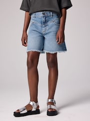 smALLSAINTS Blue Denim Girls High Waisted Emmy Denim Shorts - Image 1 of 6