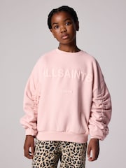 smALLSAINTS Light Pink Girls Oversized Cygni Ruched Sleeve Sweatshirt. - Image 1 of 7