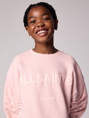 smALLSAINTS Light Pink Girls Oversized Cygni Ruched Sleeve Sweatshirt. - Image 3 of 7