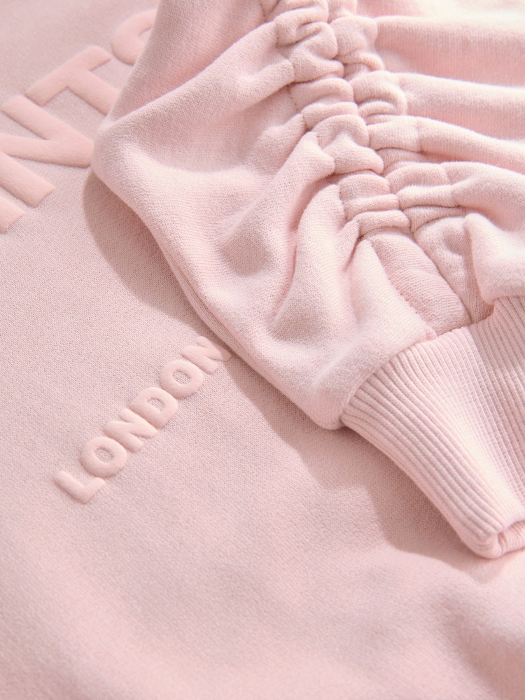 smALLSAINTS Light Pink Girls Oversized Cygni Ruched Sleeve Sweatshirt. - Image 7 of 7