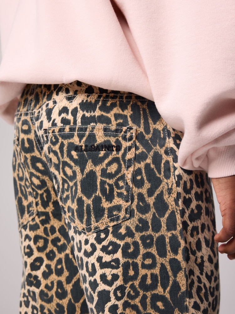 smALLSAINTS Leopard Girls Barrel Leg 100% Cotton Denim Jeans - Image 5 of 9