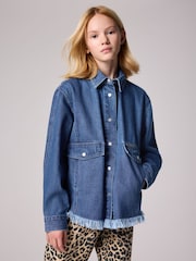 smALLSAINTS Blue Denim Girls Oversized Hettie 100% Cotton Denim Shacket - Image 1 of 8