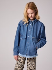 smALLSAINTS Blue Denim Girls Oversized Hettie 100% Cotton Denim Shacket - Image 2 of 8