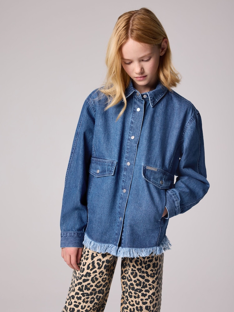 smALLSAINTS Blue Denim Girls Oversized Hettie 100% Cotton Denim Shacket - Image 2 of 8