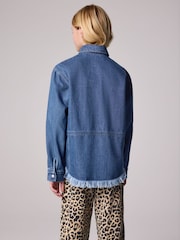 smALLSAINTS Blue Denim Girls Oversized Hettie 100% Cotton Denim Shacket - Image 3 of 8