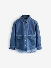 smALLSAINTS Blue Denim Girls Oversized Hettie 100% Cotton Denim Shacket - Image 5 of 8
