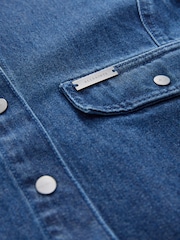 smALLSAINTS Blue Denim Girls Oversized Hettie 100% Cotton Denim Shacket - Image 7 of 8
