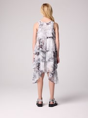 smALLSAINTS Grey Cavarly Floral Valley Girls Ruffled Dress - Image 2 of 4