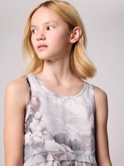 smALLSAINTS Grey Cavarly Floral Valley Girls Ruffled Dress - Image 3 of 4