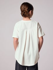 smALLSAINTS White Girls Logo Lace Pleat Back T-Shirt - Image 2 of 9