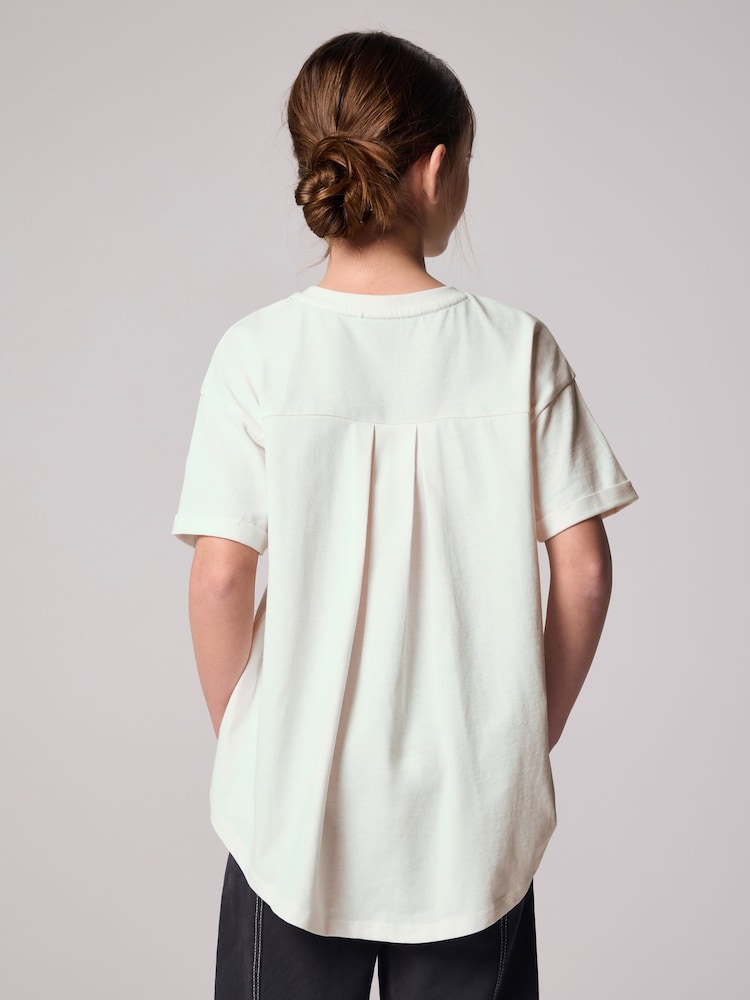smALLSAINTS White Girls Logo Lace Pleat Back T-Shirt - Image 2 of 9