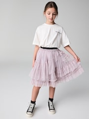 smALLSAINTS Purple Jen Tulle Asymmetric Mesh Girls Skirt - Image 2 of 8