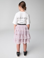 smALLSAINTS Purple Jen Tulle Asymmetric Mesh Girls Skirt - Image 3 of 8