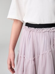 smALLSAINTS Purple Jen Tulle Asymmetric Mesh Girls Skirt - Image 4 of 8