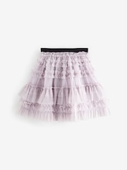 smALLSAINTS Purple Jen Tulle Asymmetric Mesh Girls Skirt - Image 6 of 8