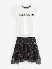 smALLSAINTS Multi Floral Print Cavalry T-Shirt and Skirt Girls Set - Image 7 of 9