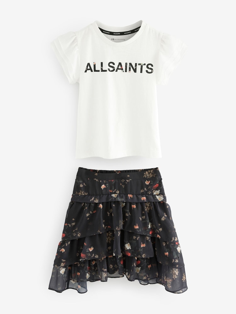 smALLSAINTS Multi Floral Print Cavalry T-Shirt and Skirt Girls Set - Image 7 of 9