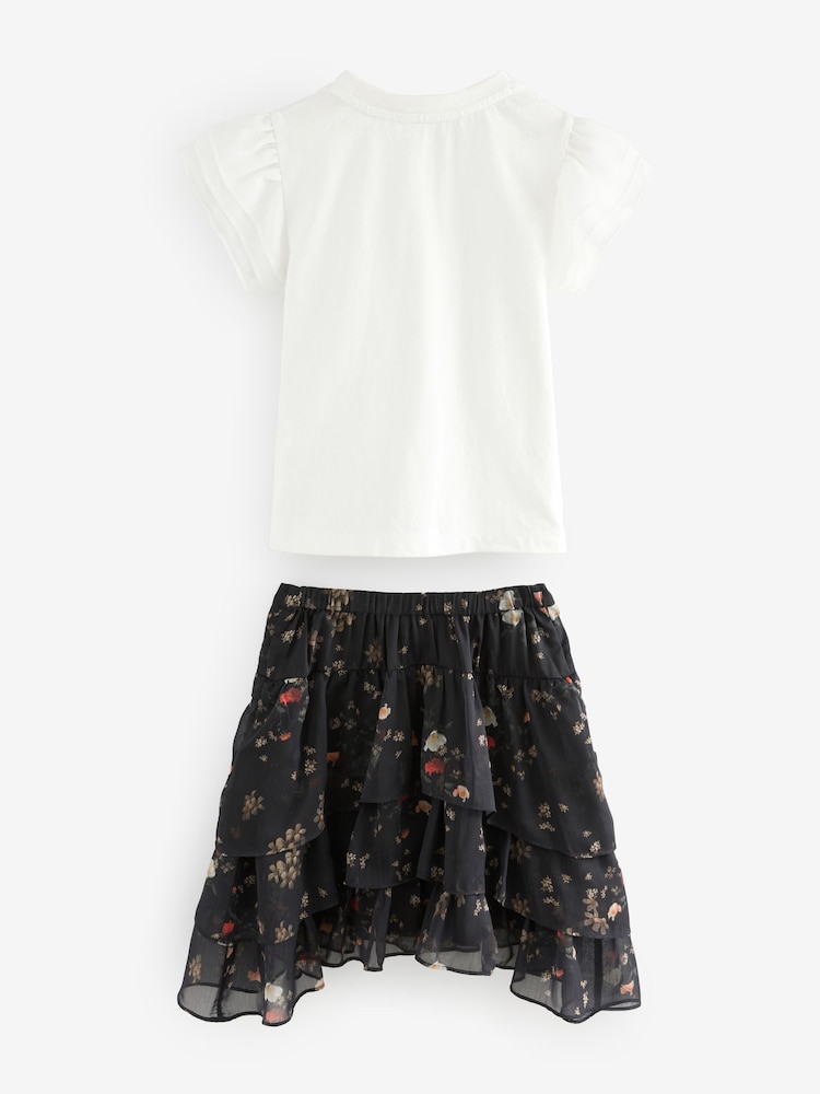 smALLSAINTS Multi Floral Print Cavalry T-Shirt and Skirt Girls Set - Image 8 of 9