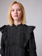 smALLSAINTS Black Girls Prim Broderie 100% Cotton Dress - Image 3 of 8