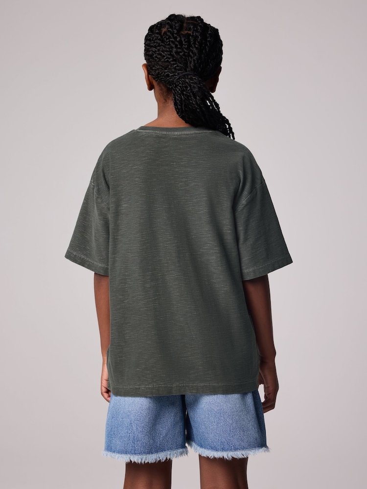 smALLSAINTS Charcoal Grey Girls Oversized Graphic Crew 100% Cotton T-Shirt - Image 2 of 7