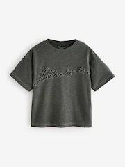 smALLSAINTS Charcoal Grey Girls Oversized Graphic Crew 100% Cotton T-Shirt - Image 4 of 7