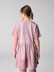 smALLSAINTS Pink Girls Tierra Logo Tie Dye Asymmetric T-Shirt Dress - Image 3 of 8